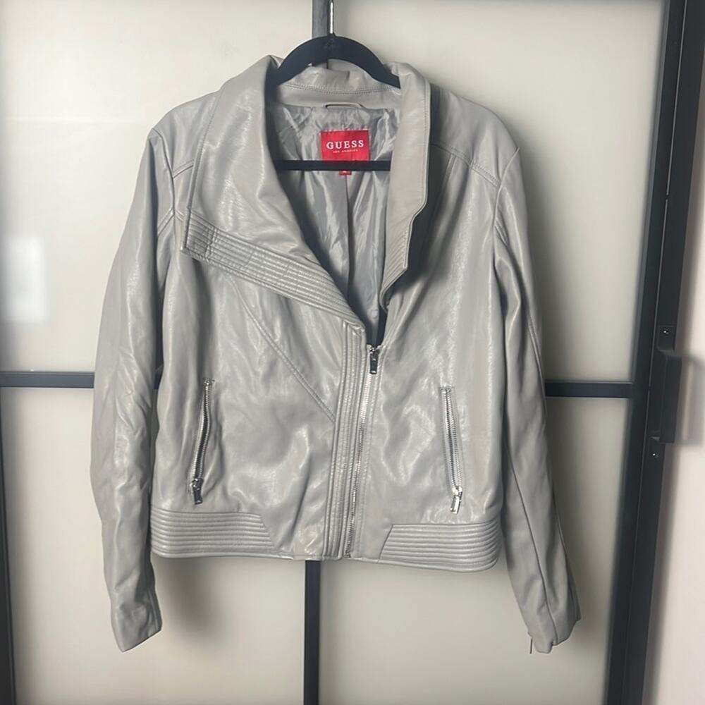 Guess Faux Leather Moto Jacket Size XL